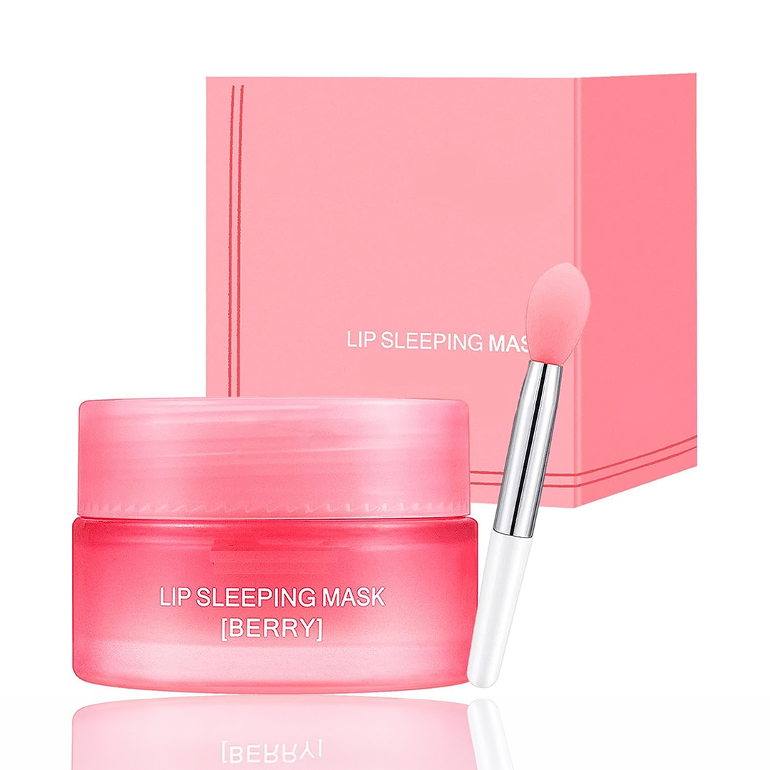 Berry Overnight Lip Sleeping Mask with Applicator Spoon for Dry Chapped and Cracked Lips 20g