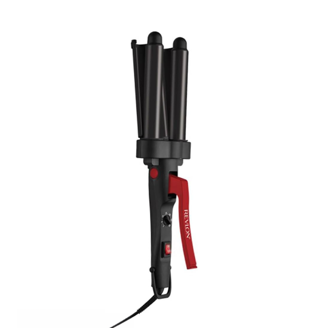 Revlon Wave Master 3 Barrel Jumbo Hair Waver with 30 Heat Settings Black