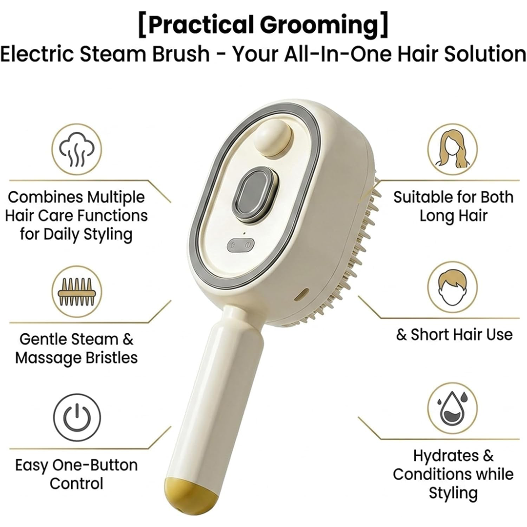 Electric Spray Air Cushion Massage Comb Rechargeable Anti Tangle Hair Brush with Mist Spray for Frizz Control Smooth Shine and Daily Hair Care