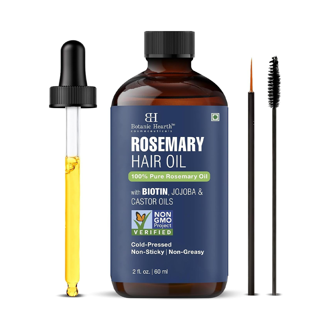 Botanic Hearth Rosemary Hair Oil 60ml with Biotin Jojoba and Castor Oil for Nourishing Scalp Care Hair Strength and Shine
