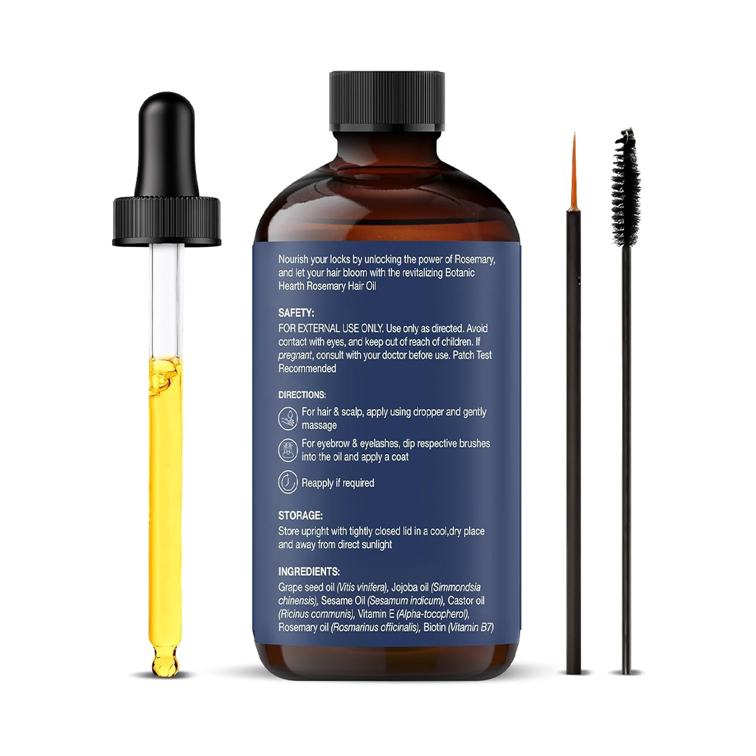 Botanic Hearth Rosemary Hair Oil 60ml with Biotin Jojoba and Castor Oil for Nourishing Scalp Care Hair Strength and Shine