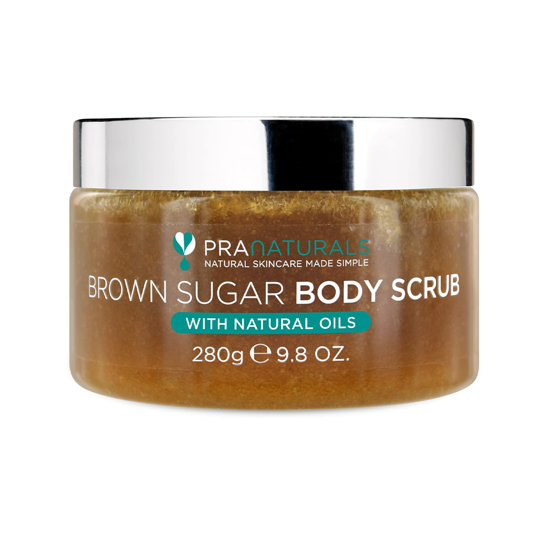 PraNaturals Brown Sugar Body Scrub - Natural Exfoliating Body Scrub - Gently Removes Dead, Dry Skin Cells - 280g