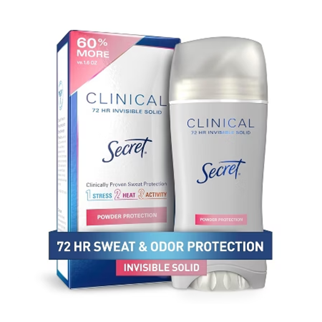 Secret Clinical Strength Antiperspirant Deodorant for Women 100 HR Sweat & Odor Protection Invisible Solid