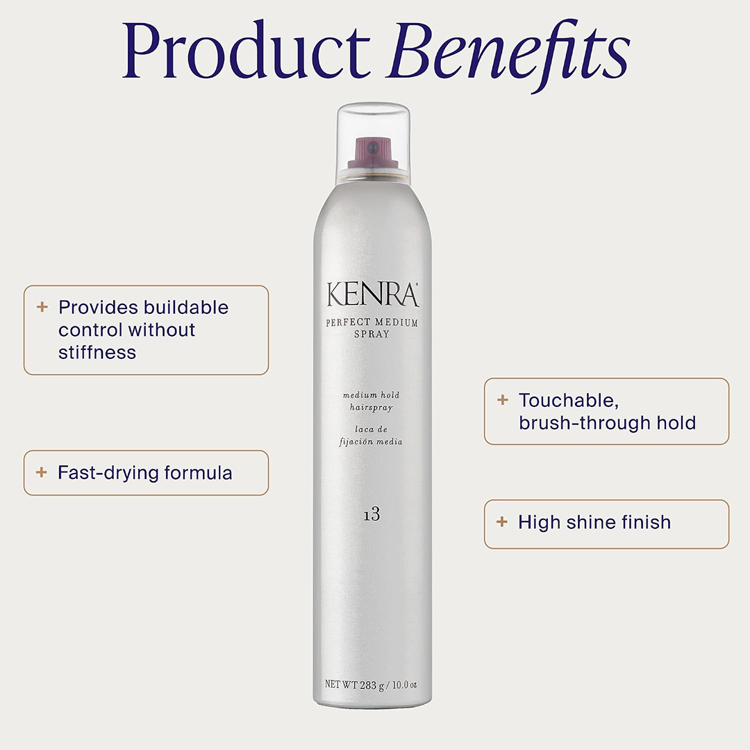 Kenra Perfect Medium Spray 13 55% | Styling Control Hairspray | All Hair Types | 10 oz