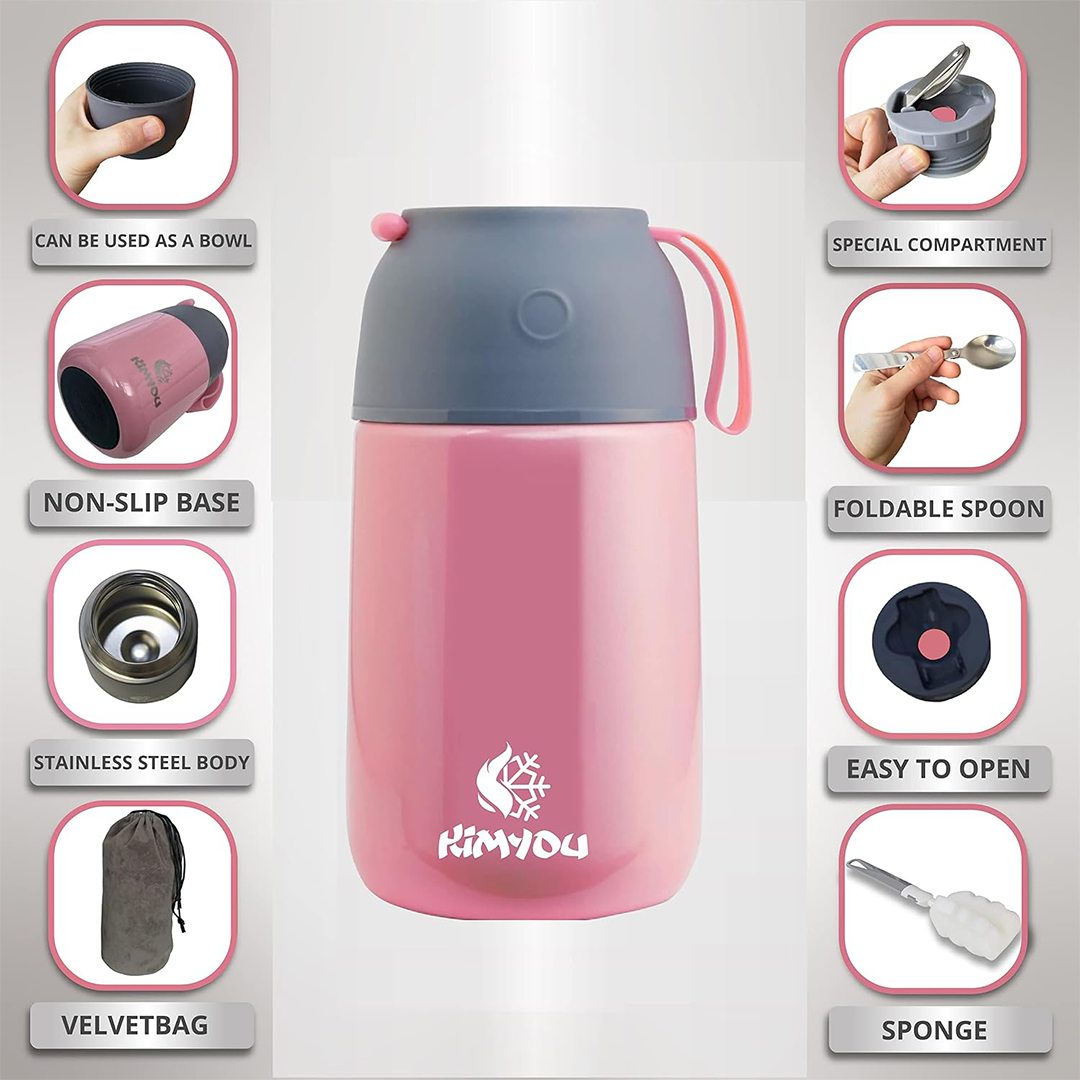 Kimyou Food Flask 730ml Stainless Steel Vacuum Insulated Thermal Container for Hot and Cold Food