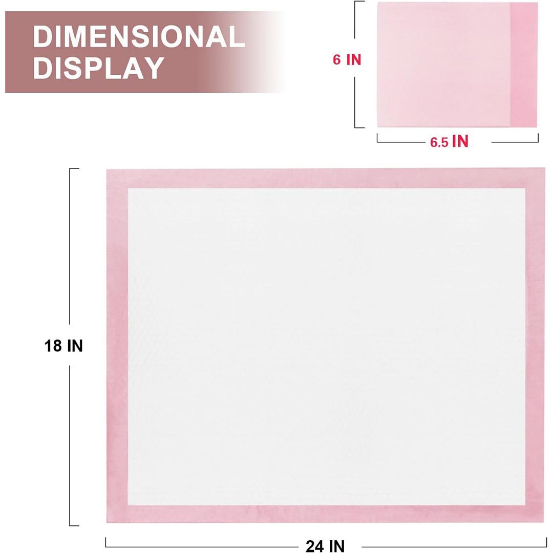 SKY-TOUCH 100 Pieces Baby Disposable Changing Mats,Waterproof Baby Changing Pads, 45x60 cm, Highly Absorbent Leakproof Changing Pad Baby, Ultra soft Diaper Changing Mat Underpads for Baby Pink
