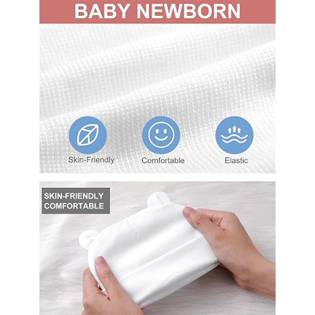 PFUTURE Newborn Baby Hat with Cute Bear Ears, Matching Mittens, and Cozy Socks Set - Soft and Comfortable Baby Accessories for 0-6 Months,Gift for Baby Showe