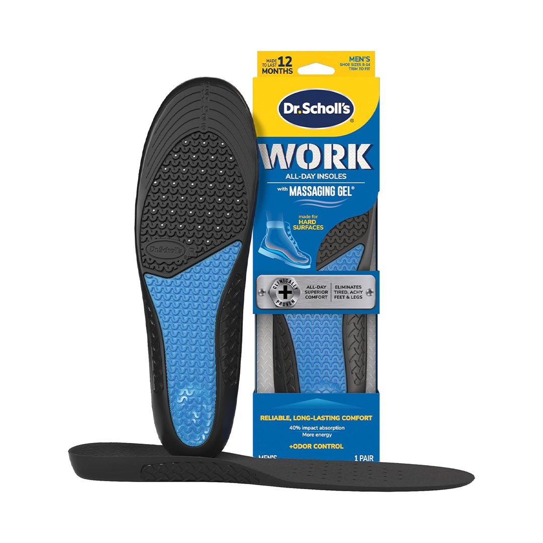 Dr. Scholl’s – نعال داخلي جل مدلك للعمل® للاستخدام طوال اليوم للرجال (زوج واحد)