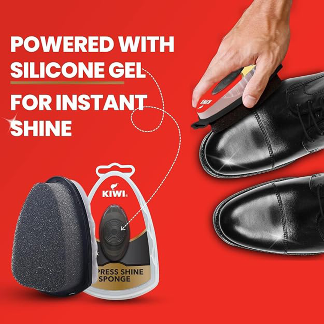 Kiwi Express Shine Sponge Instant Shoe Shine for Black Leather | Travel-Friendly | 5 mL