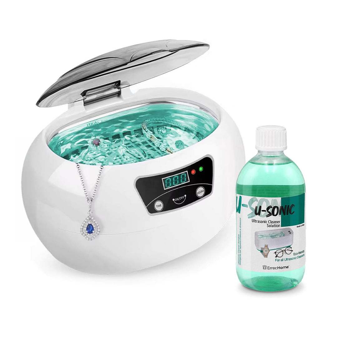 ErrecHome U-Sonic Ultrasonic Cleaner Solution Concentrate for Jewelry Glasses Watches and Ultrasonic Cleaning Machines