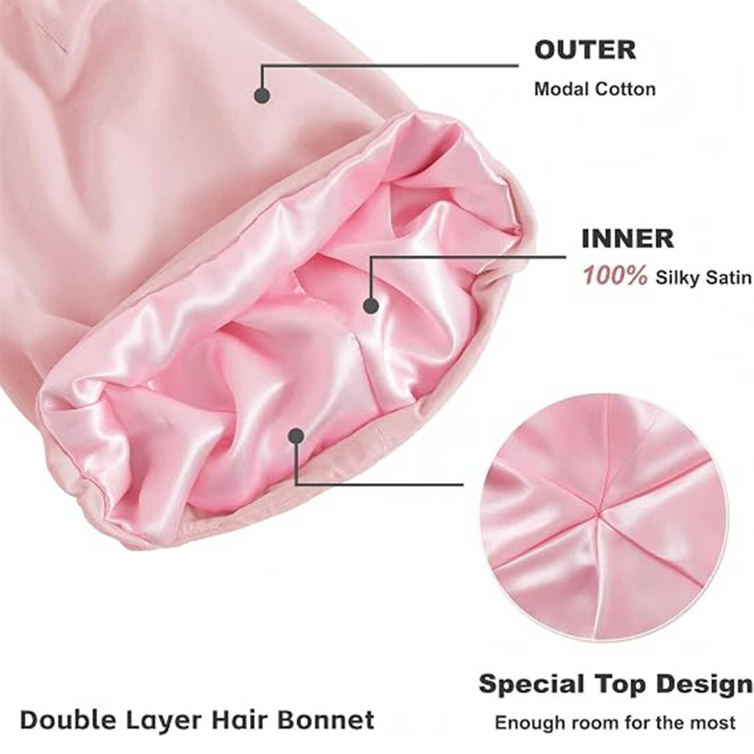 Silk Bonnet for Sleeping Women Satin Lined Hair Protection Cap Adjustable Anti Frizz Sleep Cap for Curly Natural Hair