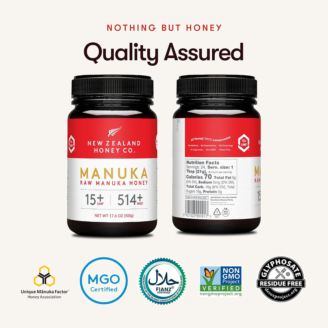 New Zealand Honey Co Raw Manuka Honey MGO 514 UMF 15 500g