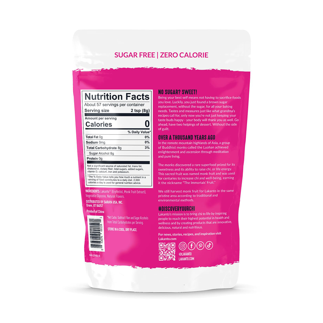 Lakanto Brown Monk Fruit Sweetener Brown Sugar Substitute, Keto-Friendly