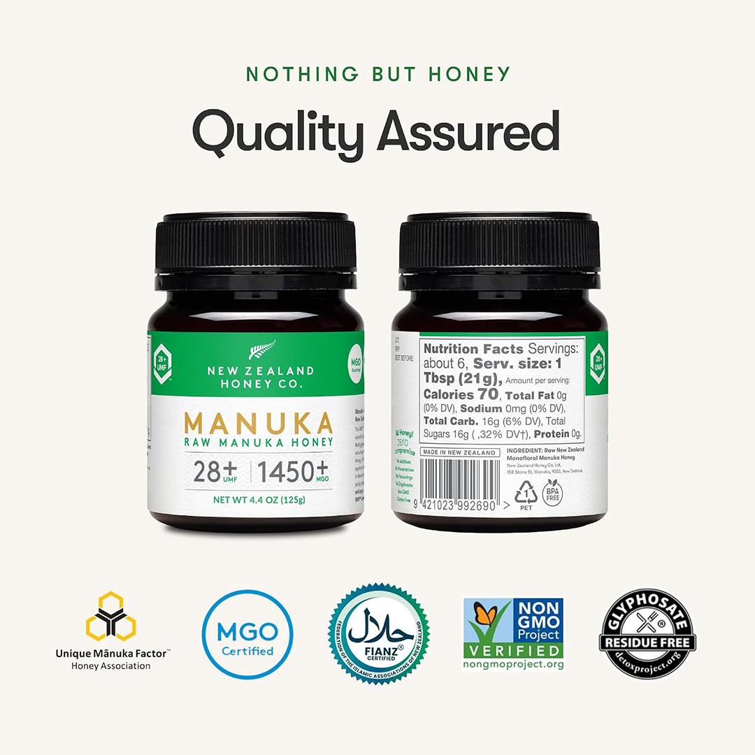 New Zealand Honey Co. Raw Manuka Honey UMF 28+ MGO 1450+ 4.4oz