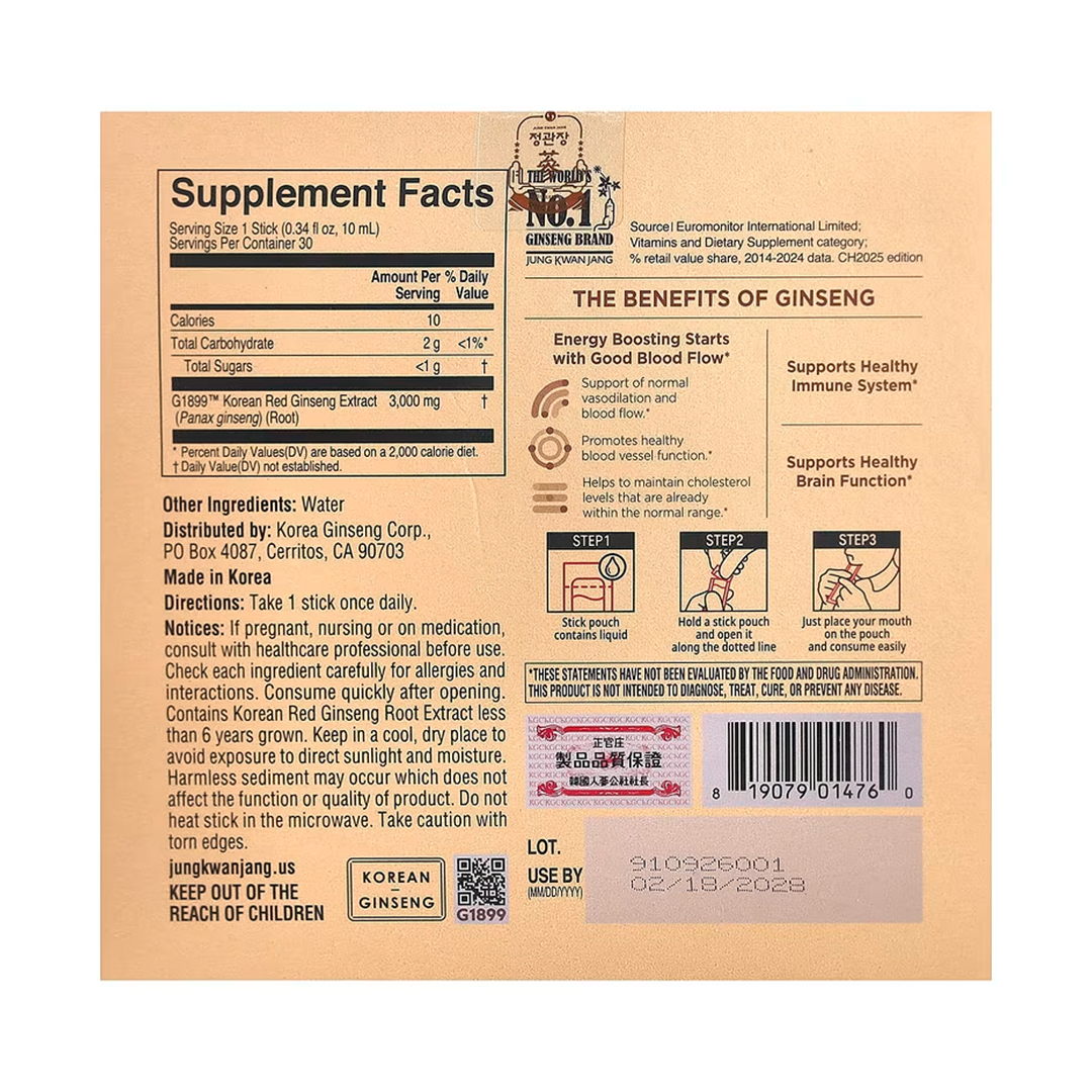 JUNG KWAN JANG Korean Red Ginseng Extract Everytime 300mg | Energy