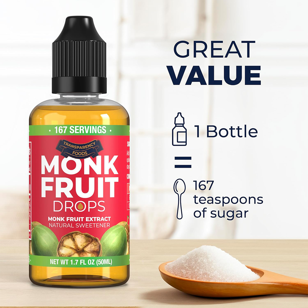 Transparency Foods Liquid Monk Fruit Extract Zero-Calorie Sugar Substitute, 1.7 oz
