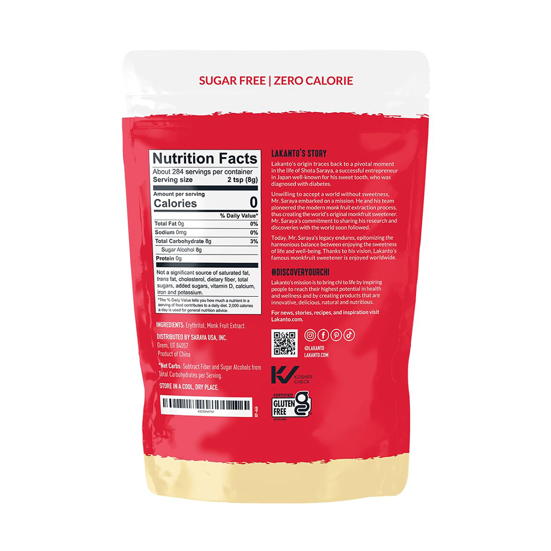 Lakanto Golden Monk Fruit Sweetener with Erythritol Zero Calorie Sugar Substitute (5 lb)