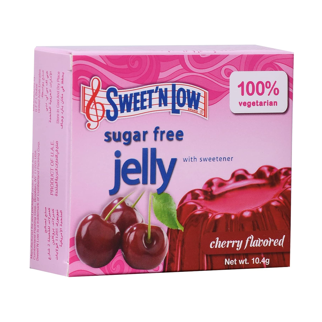 Sweet'N Low Sugar-Free Cherry Jelly Mix 10.4g – Low-Calorie Vegetarian Gelatin Dessert