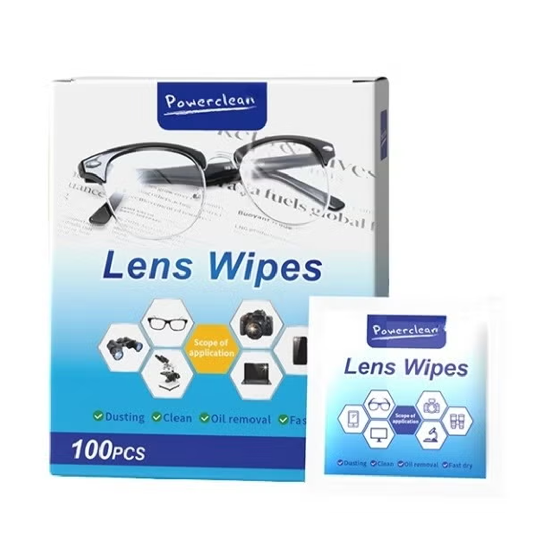 Powerclean Lens Cleaning Wipes 100 Count (Individually Wrapped)
