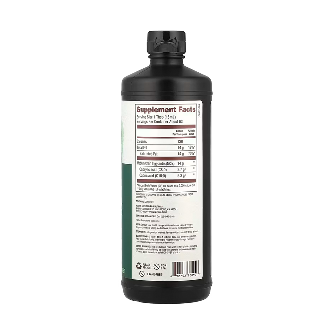 Nutiva Unflavored Keto & Paleo Friendly Organic MCT Oil, 16oz