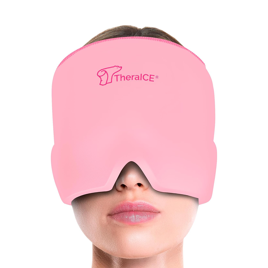 TheraICE Headache Relief Cap Migraine Ice Pack Mask & Cooling Gel Hat for Women | Cold Compress Head Wrap for Stress & Pain Relief