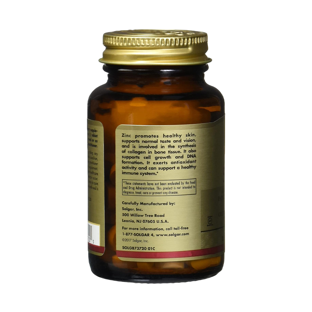 Solgar Zinc Tablets for Healthy Skin/Immune System and Antioxidant Support (50mg, 100 Pieces)