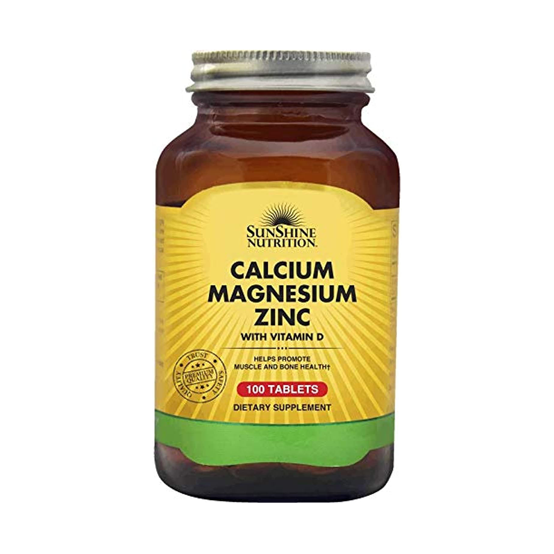 Sunshine Nutrition Calcium Magnesium Zinc With Vitamin D, 100 Tablets | Helps Promote Muscle & Bone Health | Gluten Free