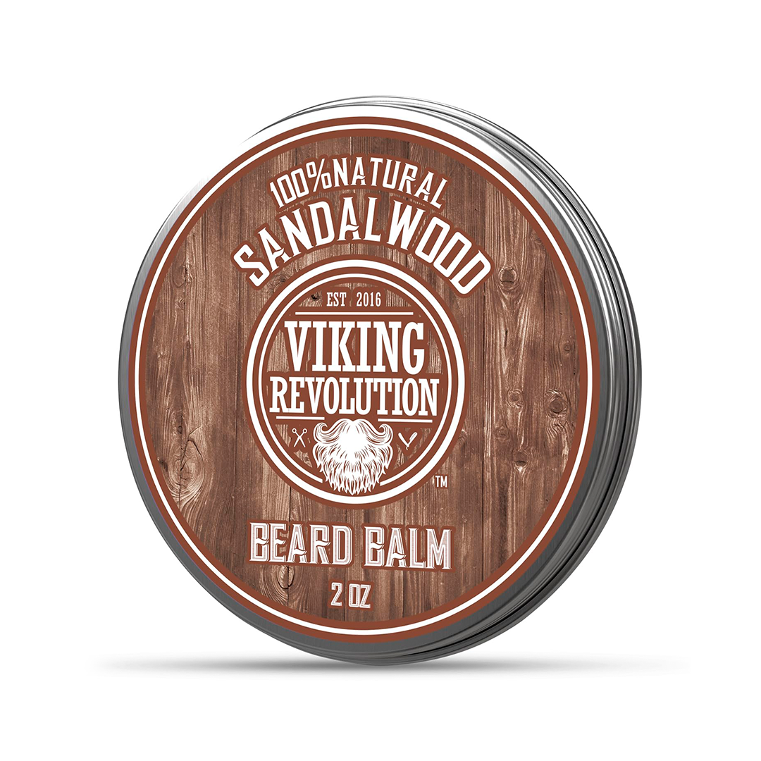 Viking Revolution Beard Balm with Sandalwood Scent and Argan & Jojoba Oils- Styles, Strengthens & Softens Beards & Mustaches - Leave in...