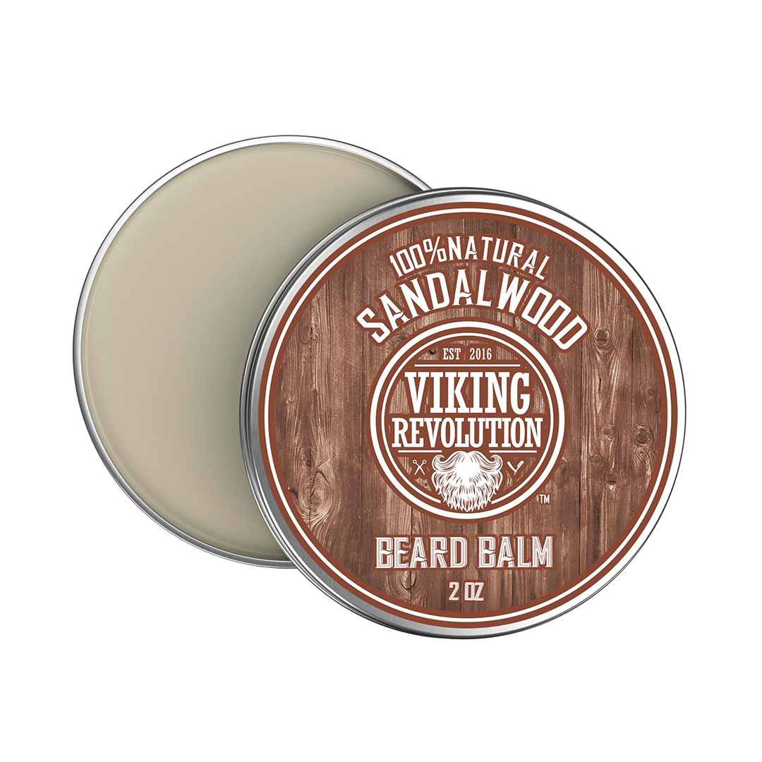 Viking Revolution Beard Balm with Sandalwood Scent and Argan & Jojoba Oils- Styles, Strengthens & Softens Beards & Mustaches - Leave in...