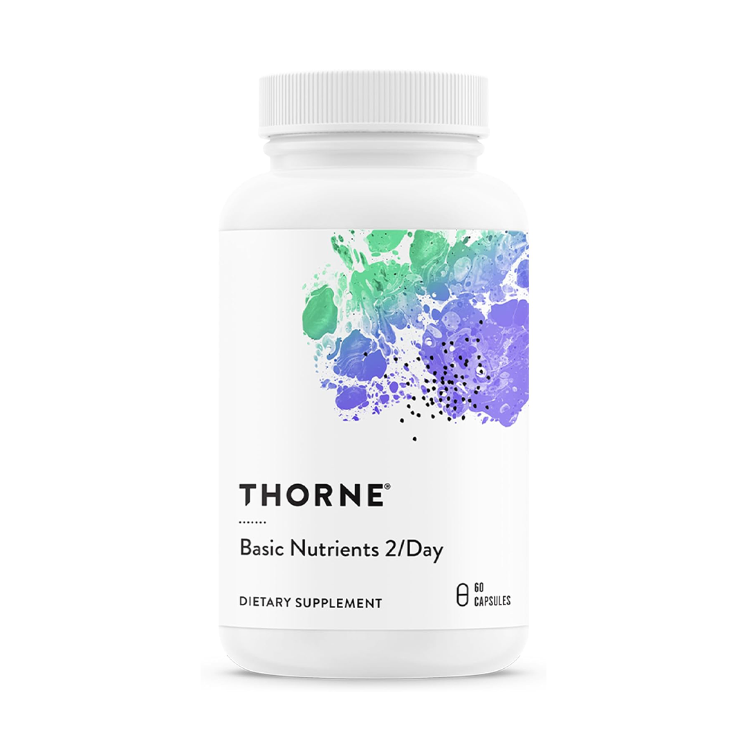 THORNE Basic Nutrients 2/Day - Comprehensive Daily Multivitamin with Optimal Bioavailability - Vitamin and Mineral Formula - Gluten-Free, Dairy-Free, Soy-Free - 60 Capsules - 30 Servings