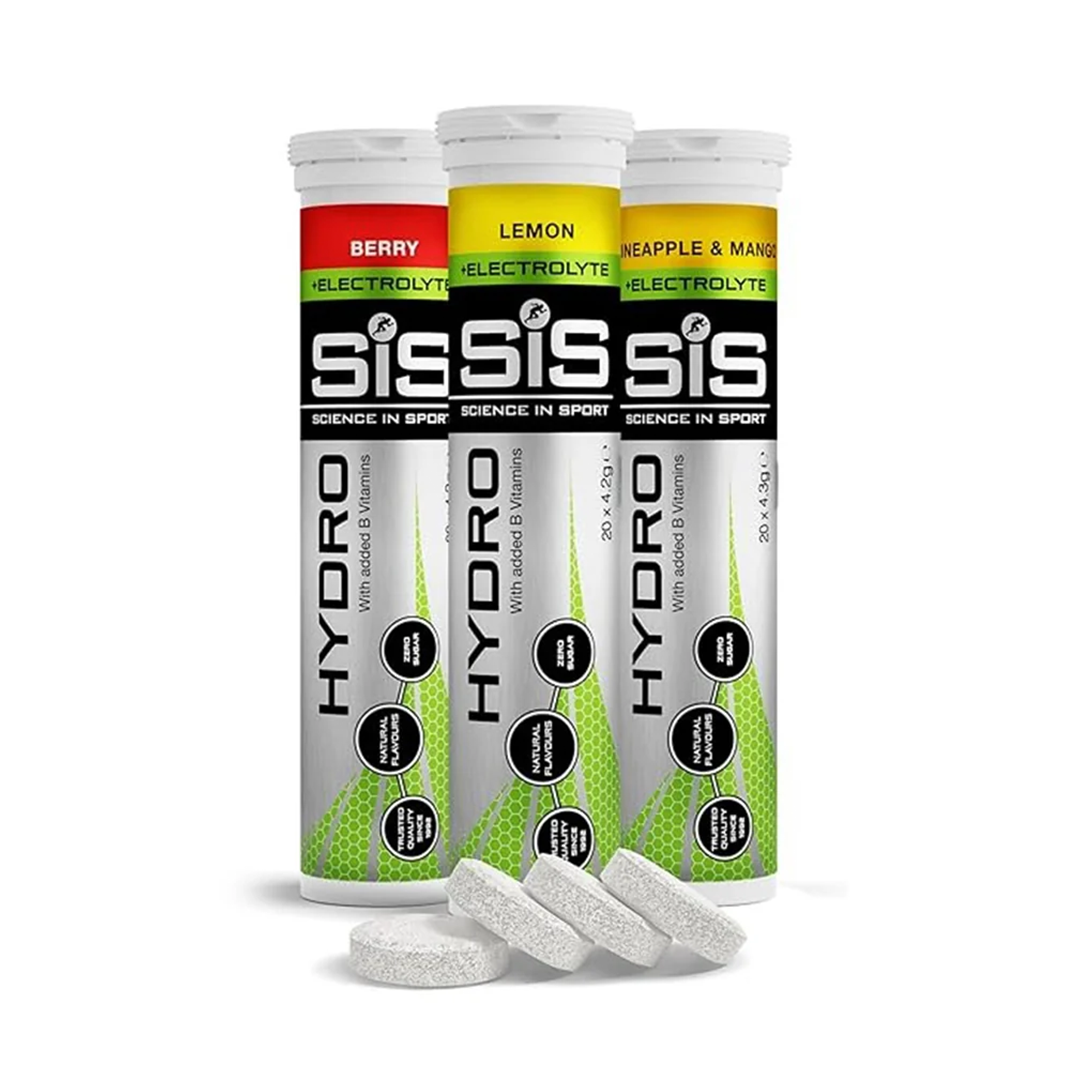 أقراص Science In Sport (SiS) Hydro Electrolyte – أقراص ترطيب خالية من السكر | عبوة متنوعة | 60 حصة | 3 عبوات