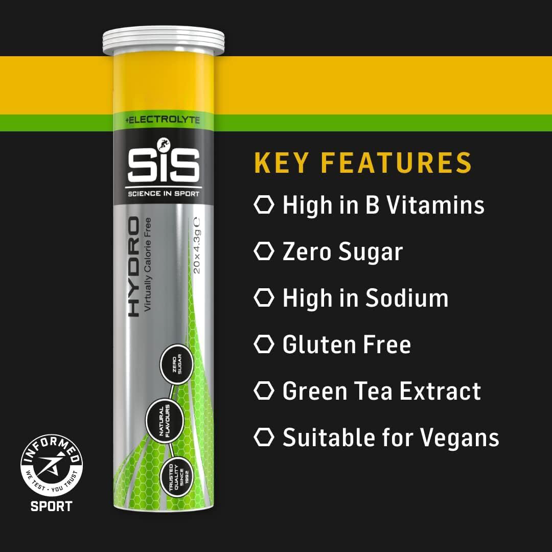 أقراص Science In Sport (SiS) Hydro Electrolyte – أقراص ترطيب خالية من السكر | عبوة متنوعة | 60 حصة | 3 عبوات
