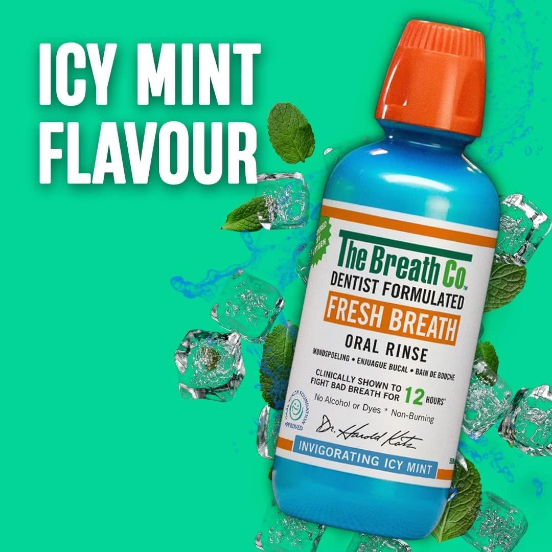 The Breath Co Fresh Breath Oral Rinse Alcohol-Free Icy Mint Mouthwash, 473ml
