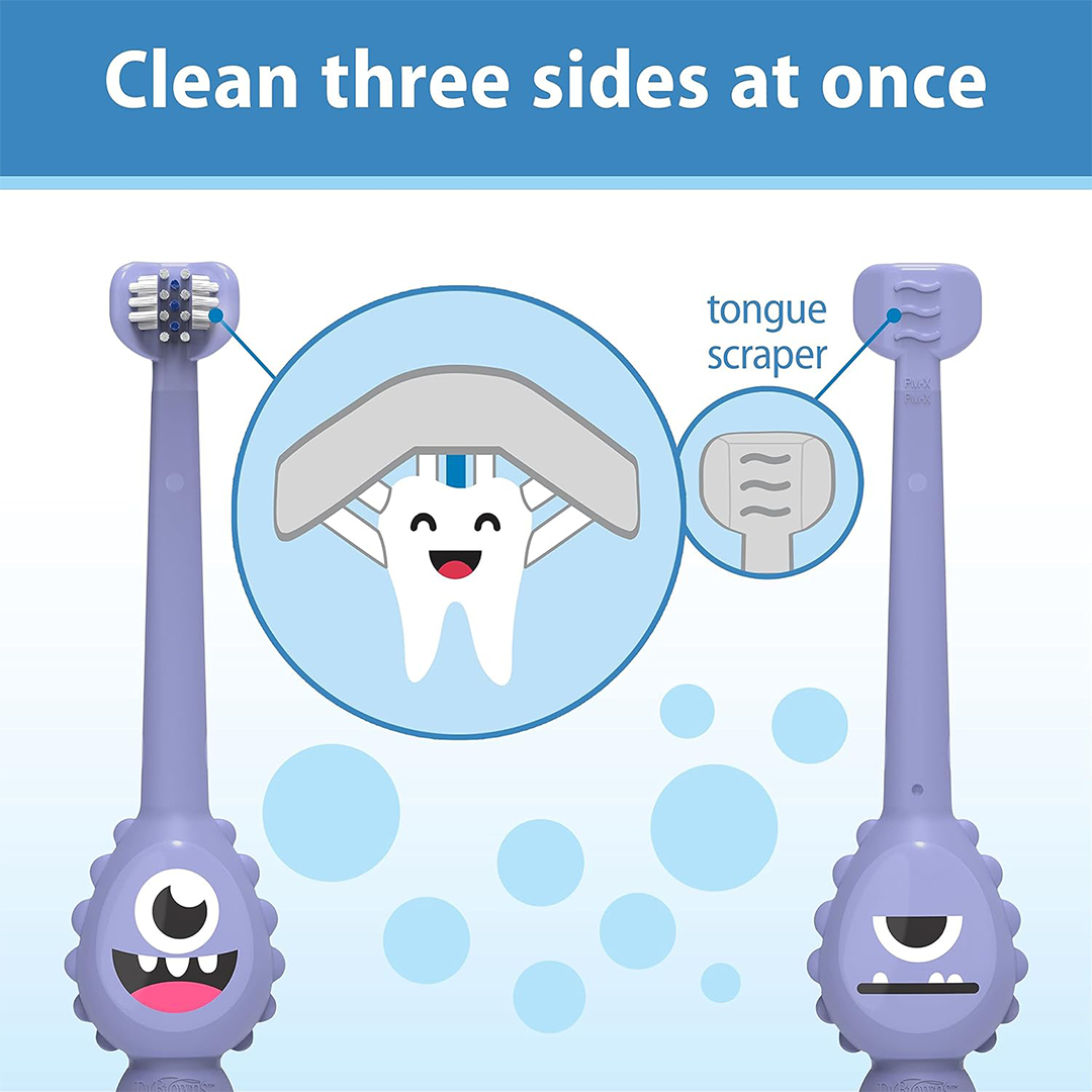 فرشاة أسنان ToothScrubber للأطفال من دكتور براون، خالية من مادة BPA، للأعمار من 1-4 سنوات، تصميم وحش
