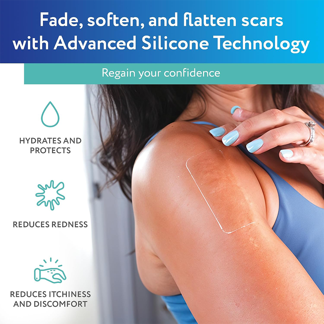 ScarAway Clear Silicone Scar Sheets for New & Old Scars 10 Sheets