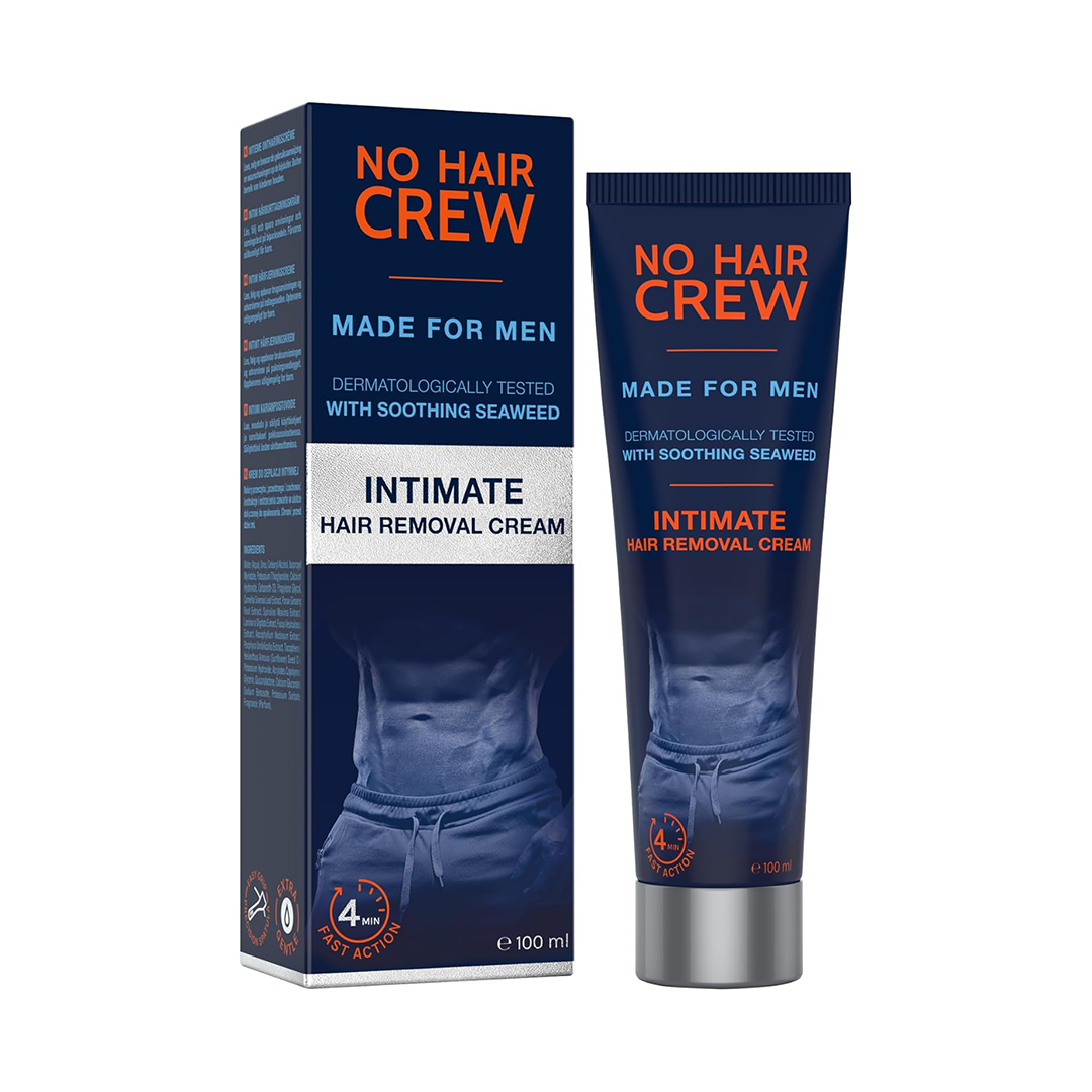 No Hair Crew Intimate Hair Removal Cream for Men Extra Gentle Depilatory Cream with Soothing Seaweed | 100 mL