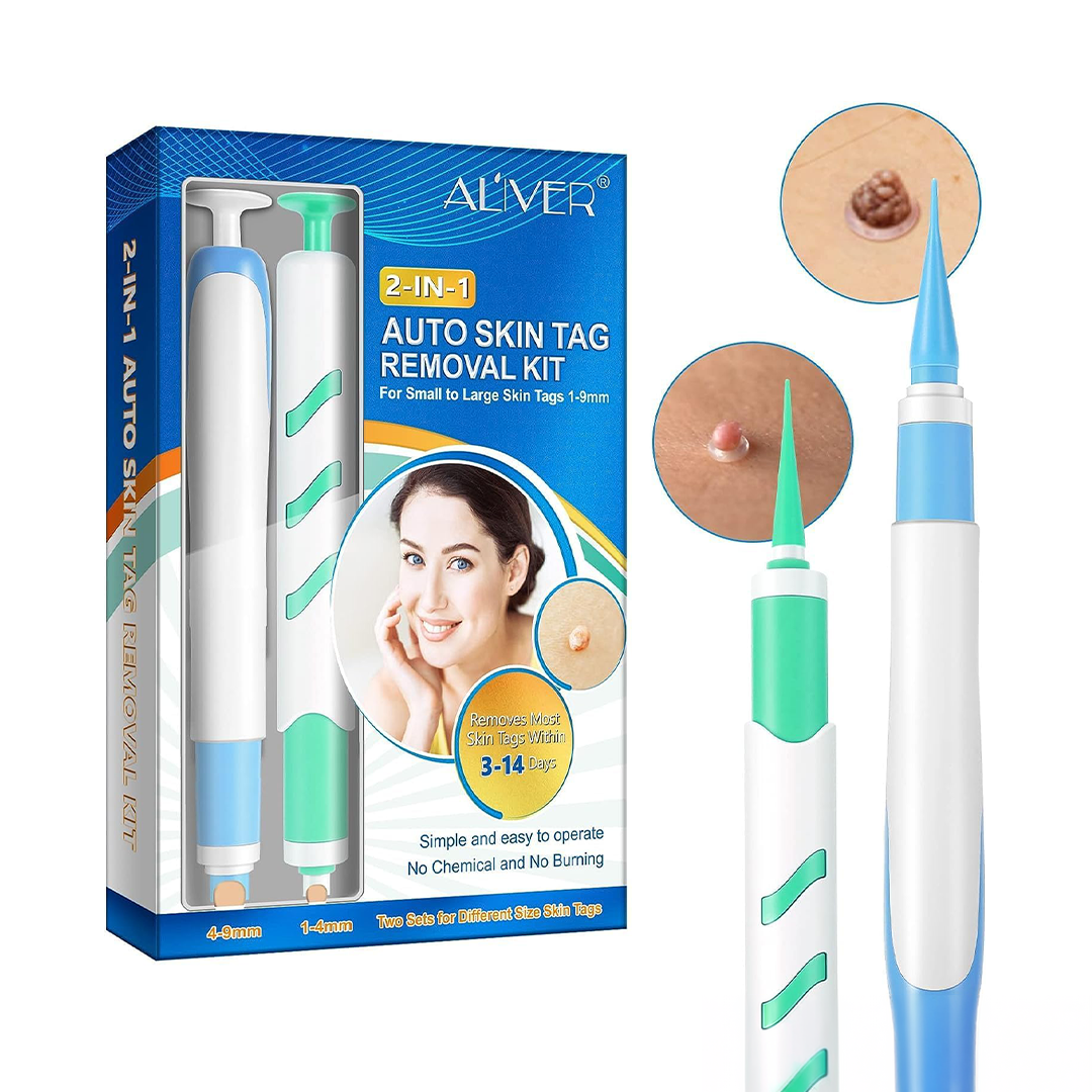 ALIVER 2 in 1 Auto Skin Tag Removal Kit with 60 Bands and 36 Repair Patches
