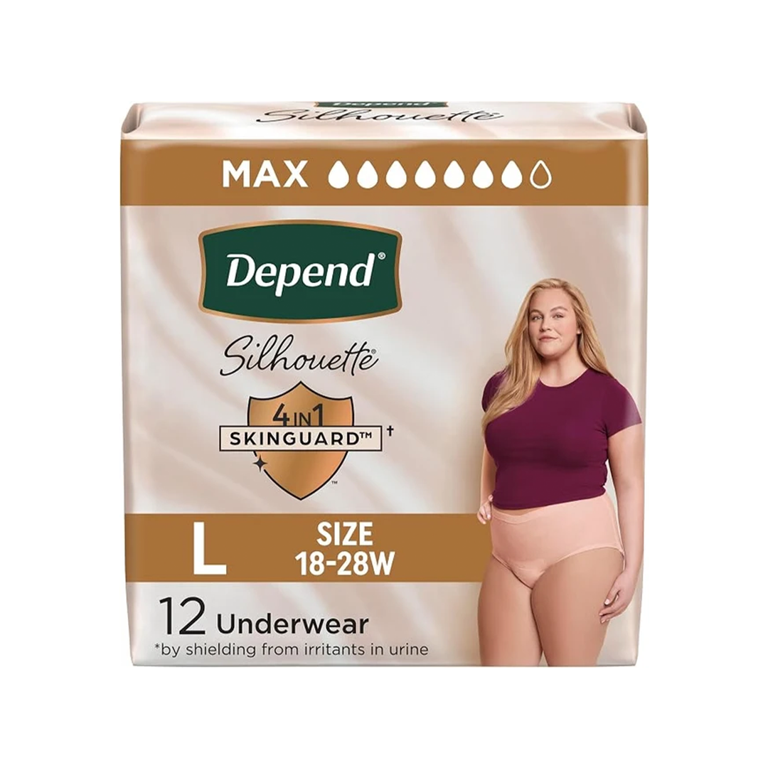 Depend Silhouette Women’s Incontinence Underwear Maximum Absorbency Large 12 Count