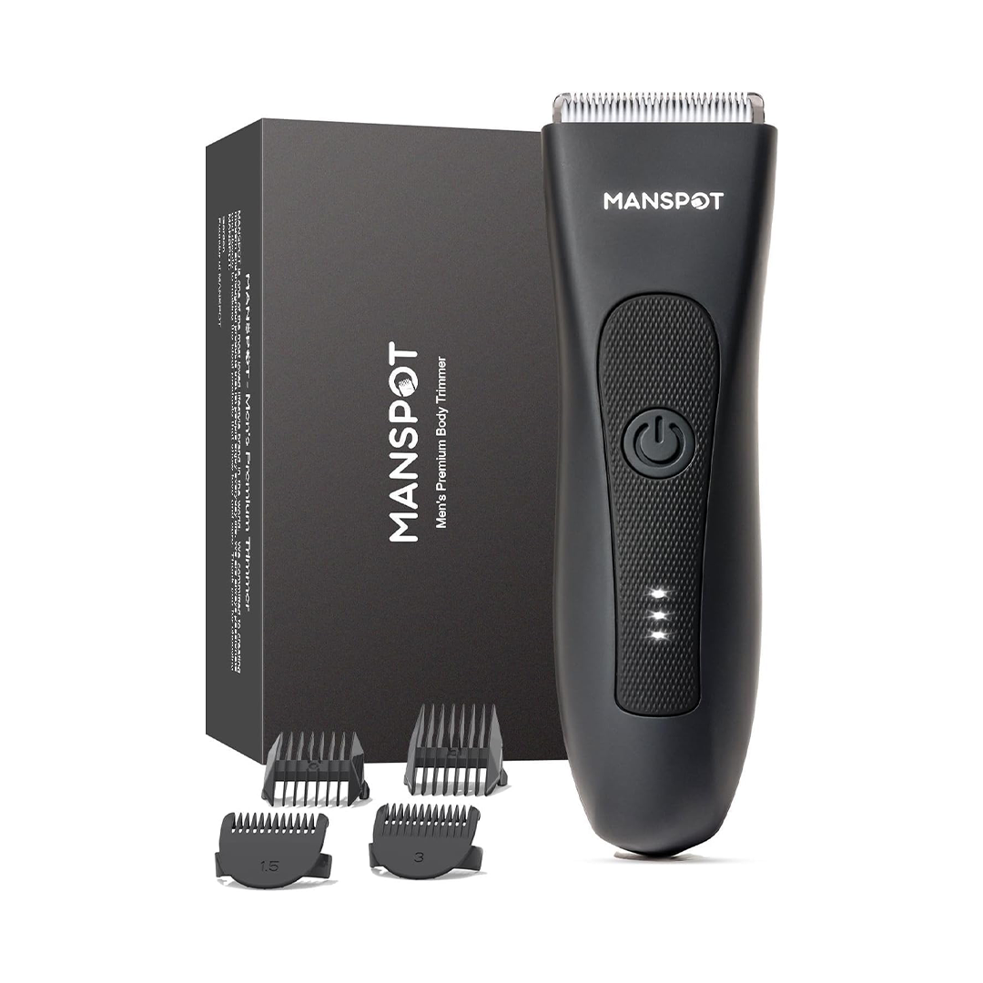 MANSPOT Electric Body Hair Trimmer for Men – Waterproof Groin & Body Groomer with 4 Guide Combs