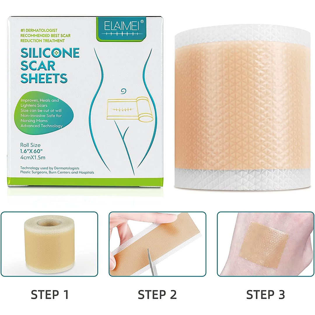 Wifamy Silicone Scar Sheets (1.6'' x 60'' Roll) Medical-Grade Scar Management