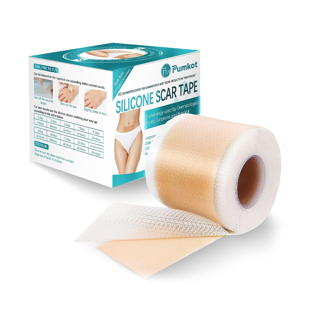 Medical Grade Silicone Scar Tape Roll 4 cm x 3 m Reusable Waterproof Scar Sheets for Surgical C Section Burn and Keloid Scars