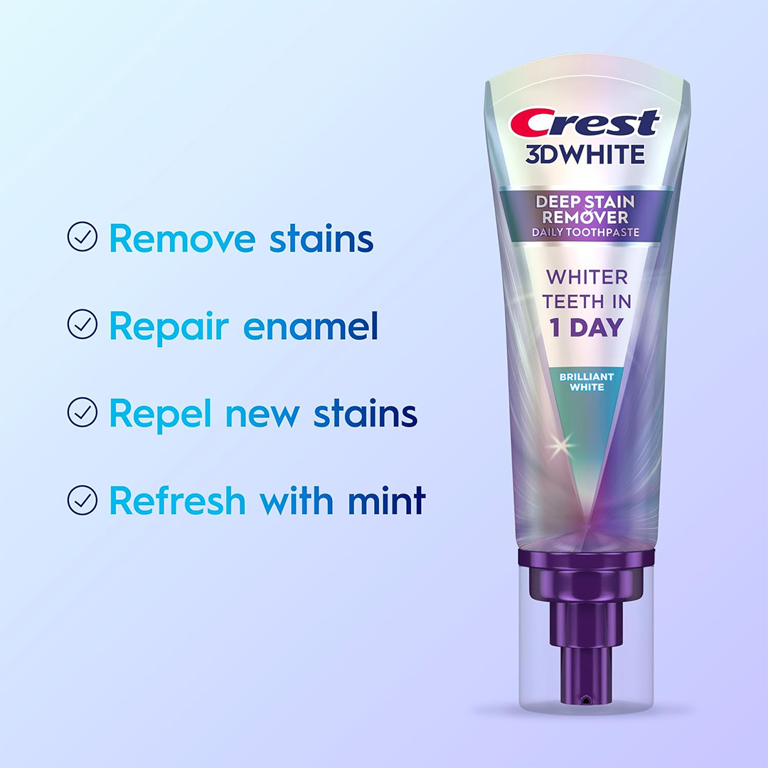 Crest 3DWhite Brilliance Deep Stain Remover Toothpaste 3.1 oz, 2-Pack