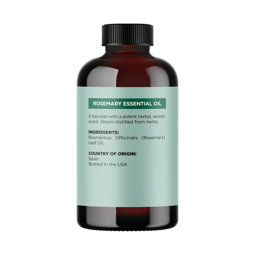 Pure Rosemary Essential Oil with Dropper 4 oz, Hair, Skin & Aromatherapy Use
