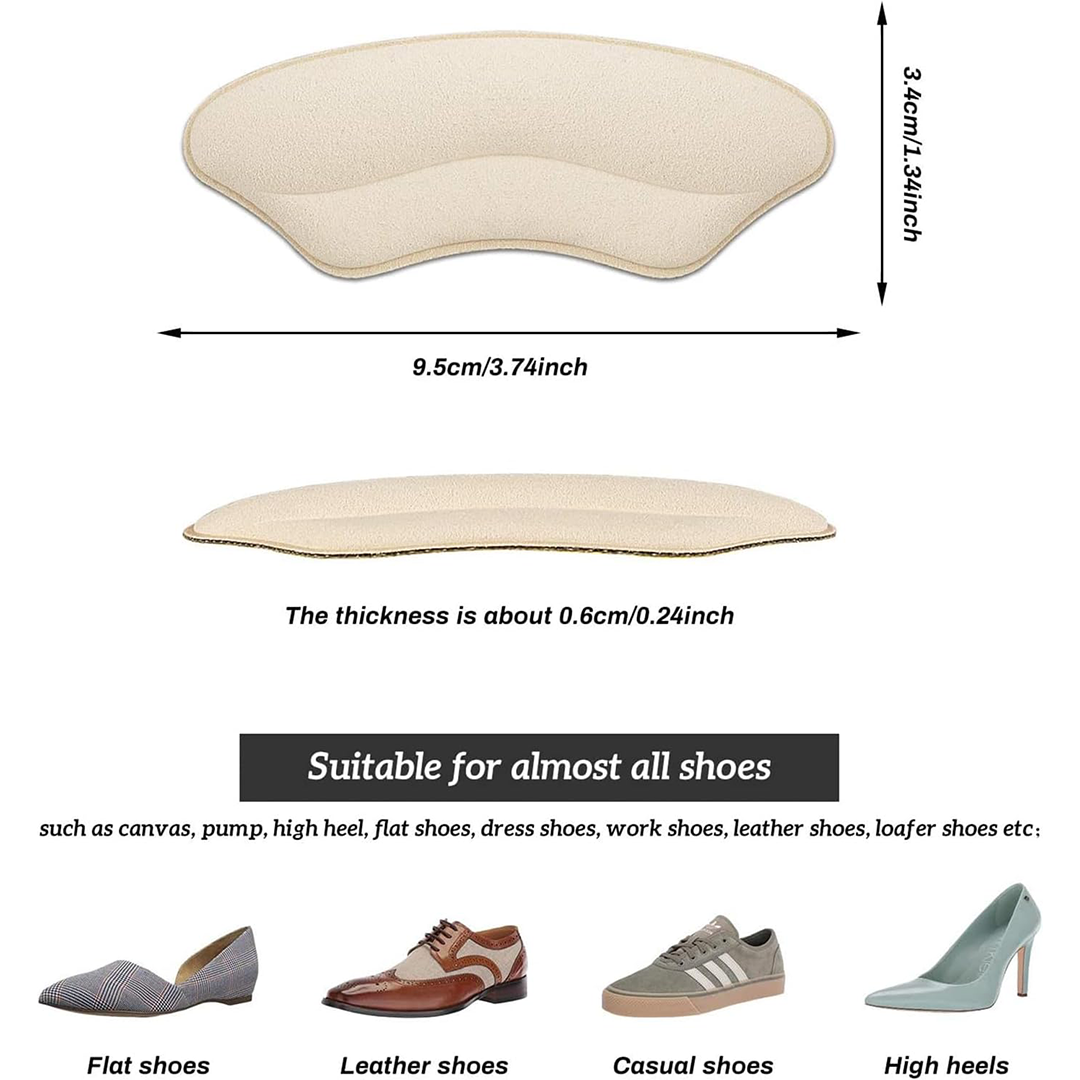 Heel Grips Liner Cushions Anti-Slip Heel Pads for Loose Shoes (4 Pairs)