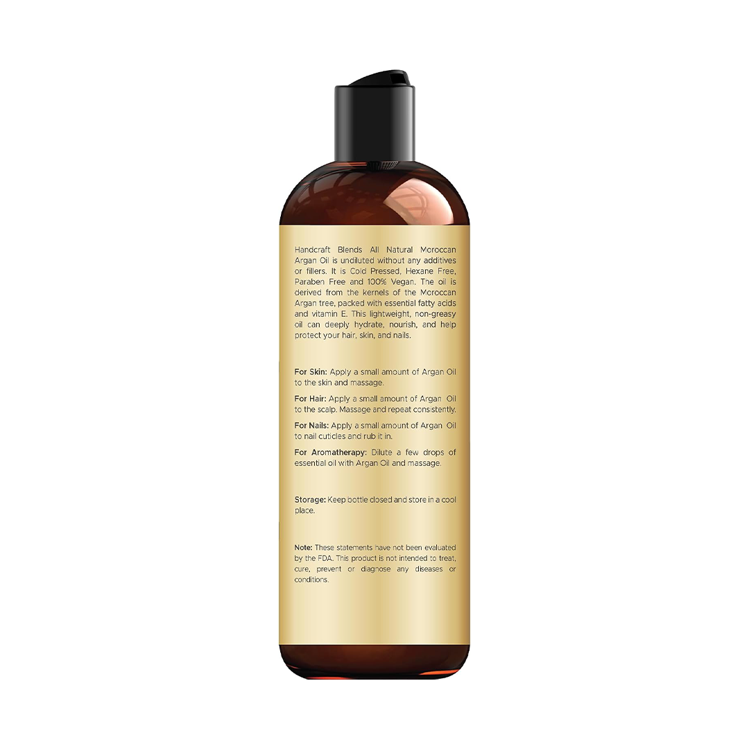 Handcraft Blends Moroccan Argan Oil 100% Pure Cold-Pressed Hair & Skin Oil (8 oz)