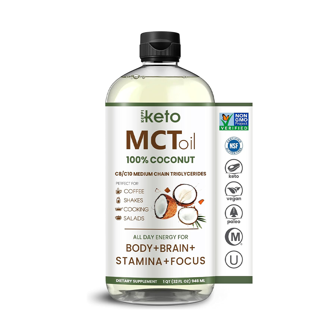 Keppi MCT Oil 32 oz C8 & C10 Coconut Oil, Flavorless, Non-GMO