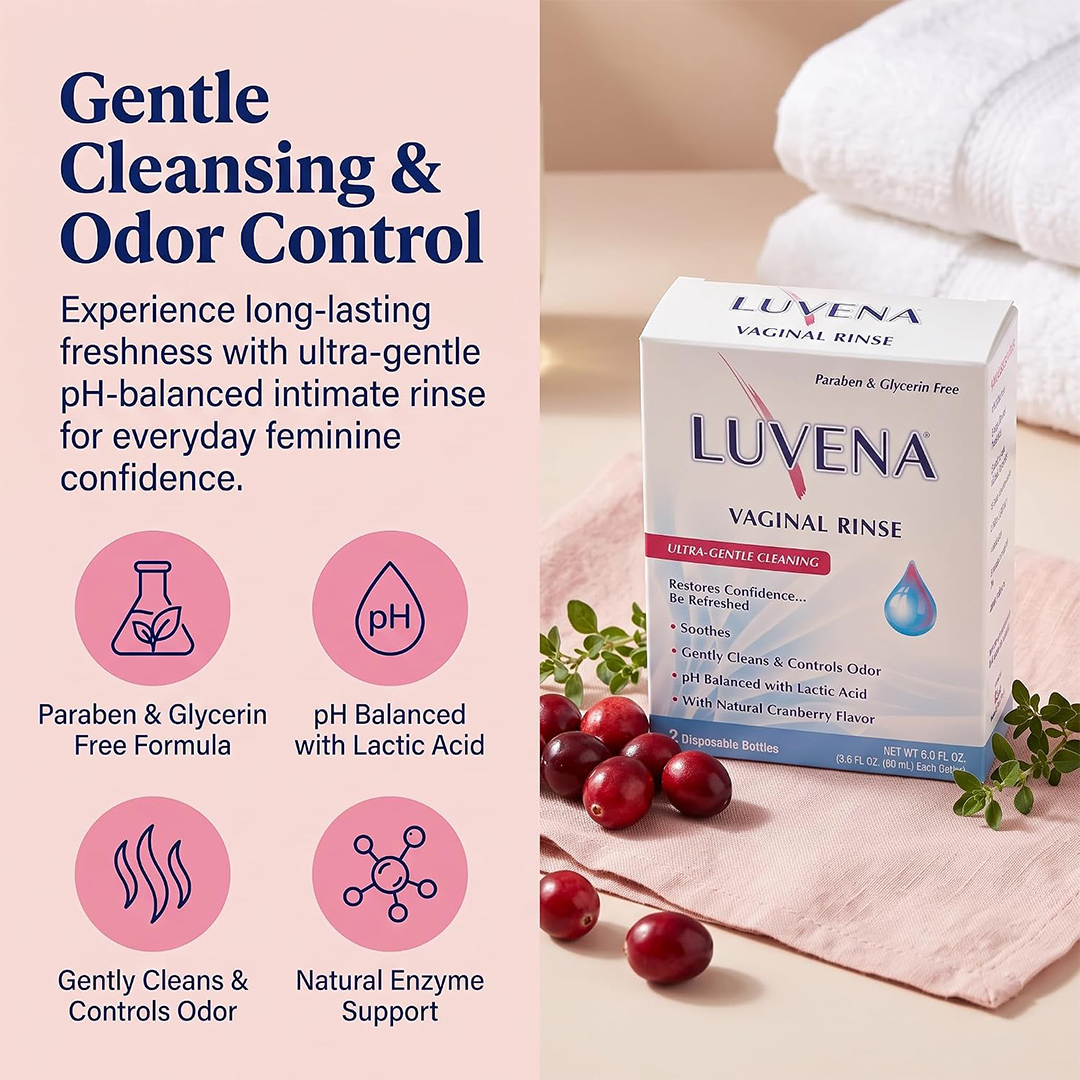 Luvena Daily Personal Feminine Rinse 2 Pack (3oz) pH Balanced Gentle Intimate Wash for Freshness & Odor Control, Paraben-Free