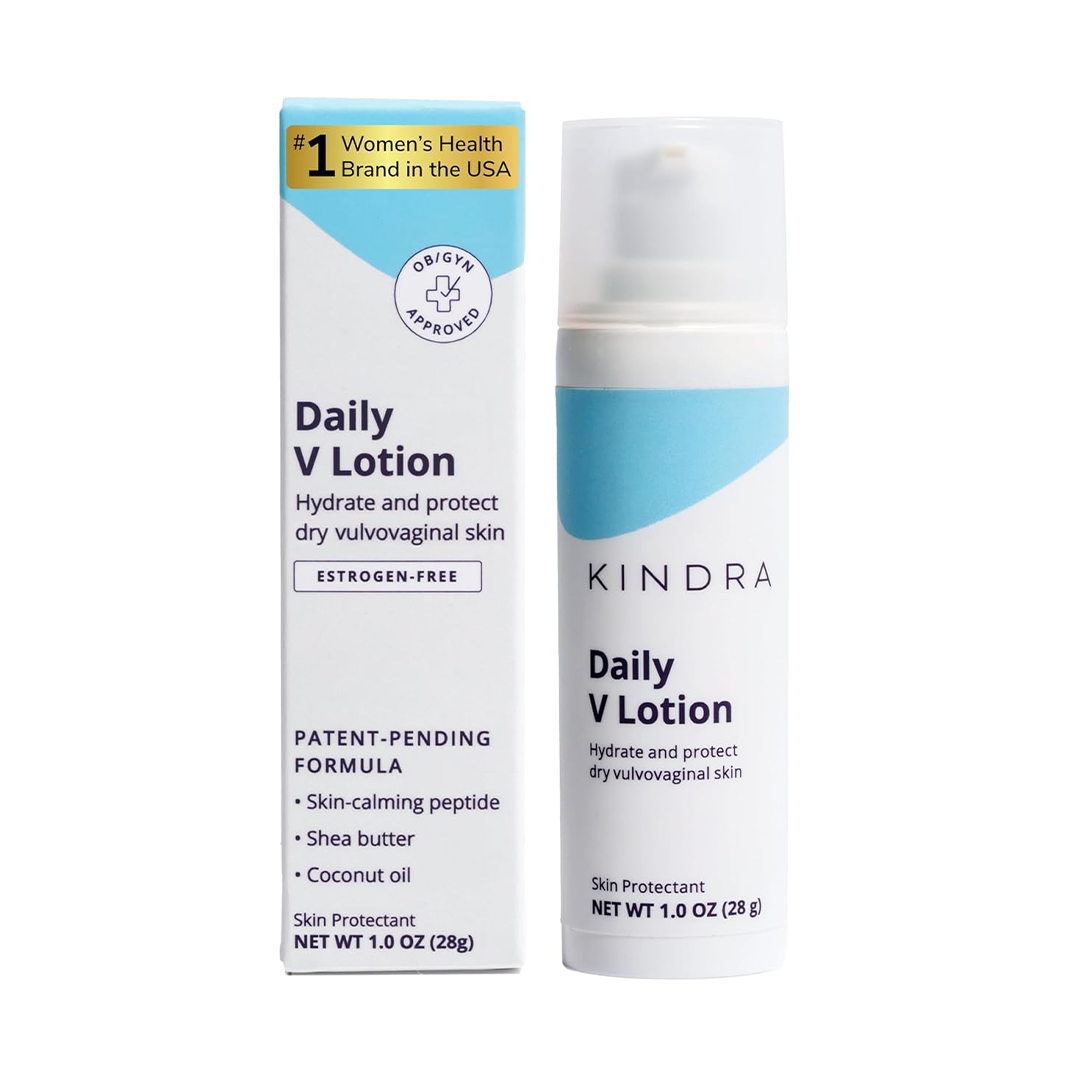 Kindra Daily V Vaginal Moisturizer Lotion Hormone-Free Feminine Cream with Hyaluronic Acid for Dryness & Itch Relief