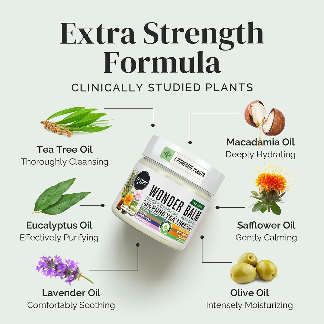 Tea Tree Oil Balm Extra Strength Soothing Skin Relief for Jock Itch, Athletes Foot, Ringworm & Dry Itchy Skin