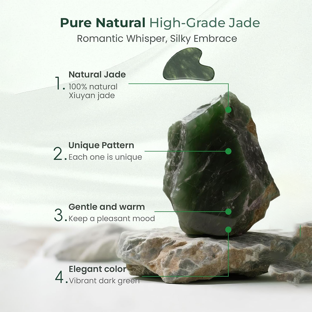 Tophld Gua Sha Facial Tool Natural Jade Stone Face Massage Scraper for Lifting, Lymphatic Drainage & Skin Care Therapy